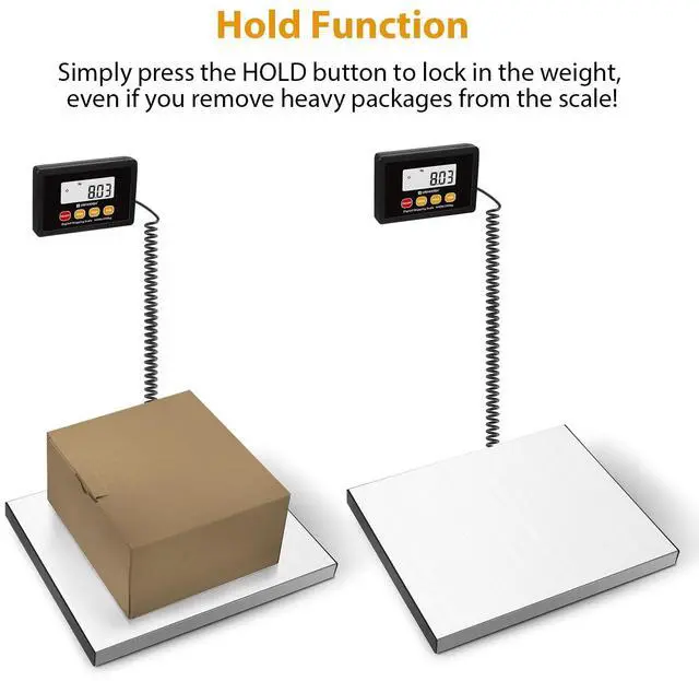 Alt view image 4 of 6 - Digital Postal Scale,440lb x 10g Accuracy Shipping Scale,Stainless Steel Platforms,Heavy Duty Scale with LCD/Hold/Tare Functions,Postage Scale for Packages,Luggage Scale,Battery&USB Included
