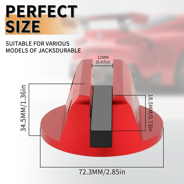 Alt view image 3 of 6 - 2Pcs Universal Aluminum Magnetic Grooved Pinch Weld Jack Pad-Red Frame Rail Jack Pad Adapter for SUV, Pickup, Sedan, MPV & Wagon, Essential for DIY Tire Changing & Vehicle OilChange Repairs