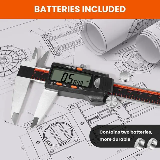 Alt view image 6 of 7 - Digital Caliper, 0-8 Inch Measuring Tool Large LCD Screen,Stainless Steel,Auto-Off,Inch/Fractions/Millimeter Waterproof Caliper Digital Micrometer for DIY/Household/3D Printing