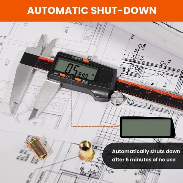 Alt view image 7 of 7 - Digital Caliper, 0-8 Inch Measuring Tool Large LCD Screen,Stainless Steel,Auto-Off,Inch/Fractions/Millimeter Waterproof Caliper Digital Micrometer for DIY/Household/3D Printing