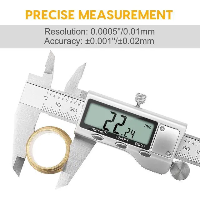 Alt view image 4 of 7 - Digital Caliper, 6 inch Stainless Steel Caliper Measuring Tool with Inch/Metric/Fractions Conversion and Large LCD Display, Perfect for DIY, Household and Professional Use