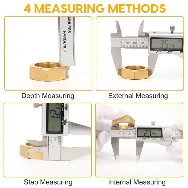 Alt view image 7 of 7 - Digital Caliper, 6 inch Stainless Steel Caliper Measuring Tool with Inch/Metric/Fractions Conversion and Large LCD Display, Perfect for DIY, Household and Professional Use