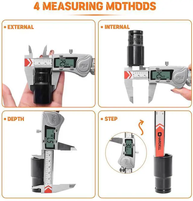 Alt view image 7 of 7 - Digital Caliper, IP54 Waterproof Caliper Measuring Tool with 3-Batteries & Extra Cover, All Stainless Steel Heavy-Duty Vernier Caliper Micrometer, Inch/MM/Fraction for DIY/3D-Printing