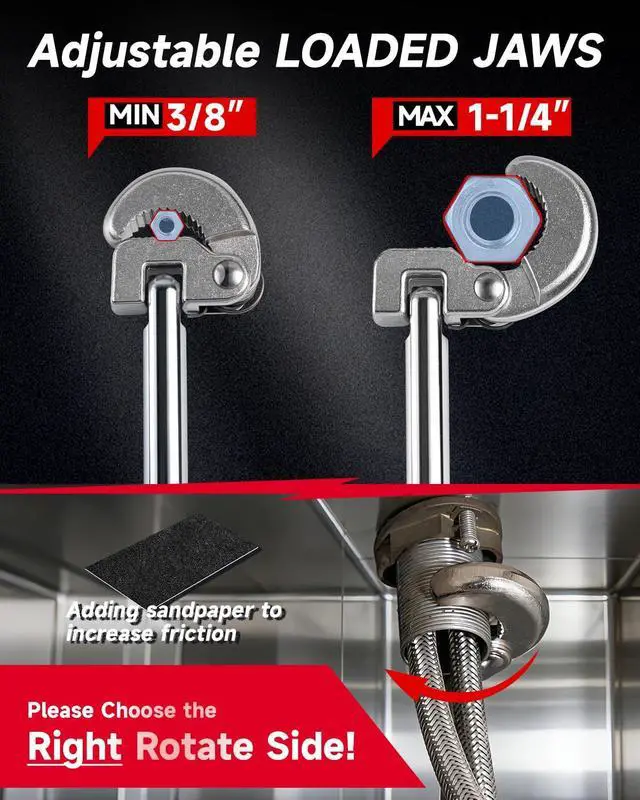 Alt view image 2 of 7 - 6 Pcs Multifunctional Sink Wrench & Basin Wrench Set, Plumbing Tools for Under Sink Tight Spaces, Spanner Wrench, Universal Double Ended Wrench and Faucet Wrench Tool Kit for Kitchen & Bathroom