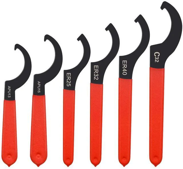 Main image of 6pcs Coilover Spanner Wrench Set, C-Shape Shock Spanner Hook Wrench Tools | for Suspension System and Shock Adjustment