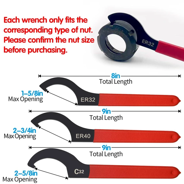 Alt view image 3 of 7 - 6pcs Coilover Spanner Wrench Set, C-Shape Shock Spanner Hook Wrench Tools | for Suspension System and Shock Adjustment