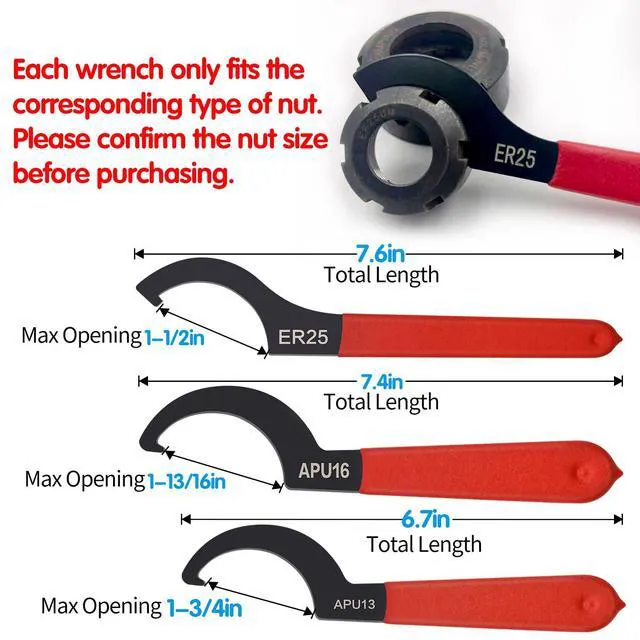 Alt view image 4 of 7 - 6pcs Coilover Spanner Wrench Set, C-Shape Shock Spanner Hook Wrench Tools | for Suspension System and Shock Adjustment