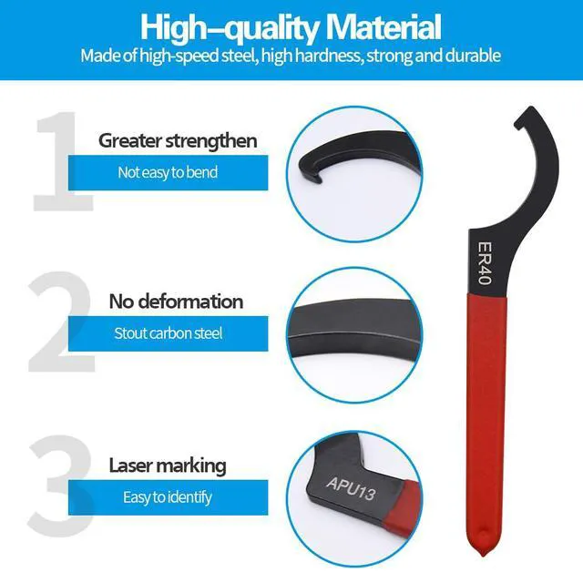 Alt view image 7 of 7 - 6pcs Coilover Spanner Wrench Set, C-Shape Shock Spanner Hook Wrench Tools | for Suspension System and Shock Adjustment