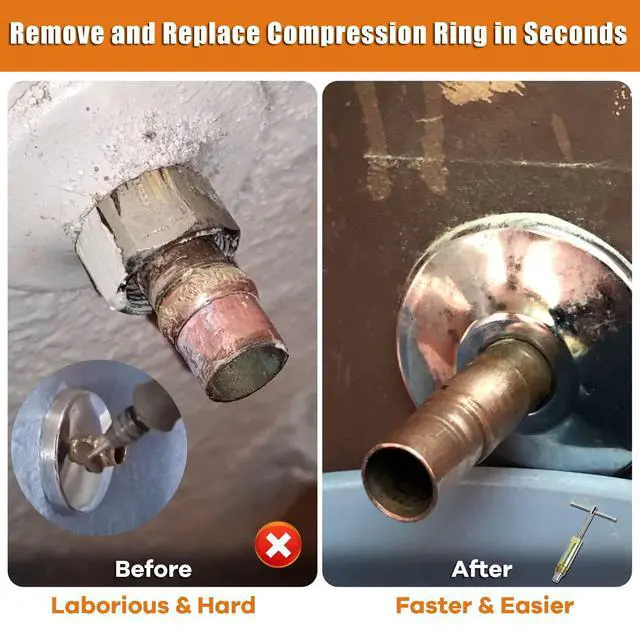 Alt view image 2 of 6 - Compression Sleeve Puller Tool Remove Nut & Ferrule Of Pipe 03943, Sleeve Remover For 1/2 Compression Fittings Only, Corroded & Frozen Supply Stops, Plumbing Tools Compression Ring Removal Tool