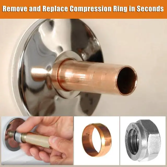 Alt view image 3 of 6 - Compression Sleeve Puller Tool Remove Nut & Ferrule Of Pipe 03943, Sleeve Remover For 1/2 Compression Fittings Only, Corroded & Frozen Supply Stops, Plumbing Tools Compression Ring Removal Tool