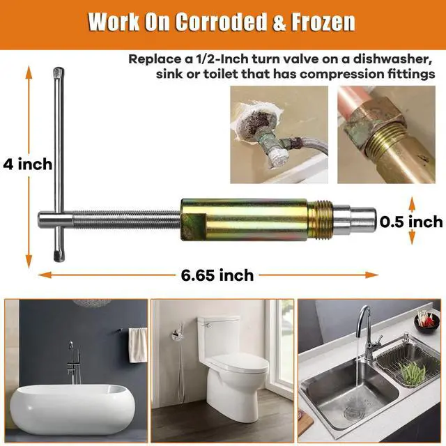 Alt view image 5 of 6 - Compression Sleeve Puller Tool Remove Nut & Ferrule Of Pipe 03943, Sleeve Remover For 1/2 Compression Fittings Only, Corroded & Frozen Supply Stops, Plumbing Tools Compression Ring Removal Tool