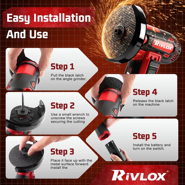 Alt view image 4 of 7 - Cordless Angle Grinder Kit, 3-inch Mini Angle Grinder Tool | with 2Pcs 12V 1500mAh Batteries & Charger and 5Pcs Cutting Discs, Handheld Metal Grinders for Cutting Metal Wood