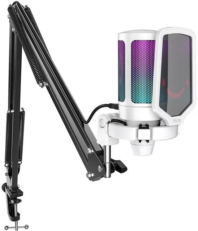 Main image of Streaming Gaming USB Microphone Kit, PC Condenser RGB Mic Compatible with PS4/PS5, Plug and Play for Music Recording, Online Game, Discord, Twitch, with Pop Filter, Shock Mount-A6T White