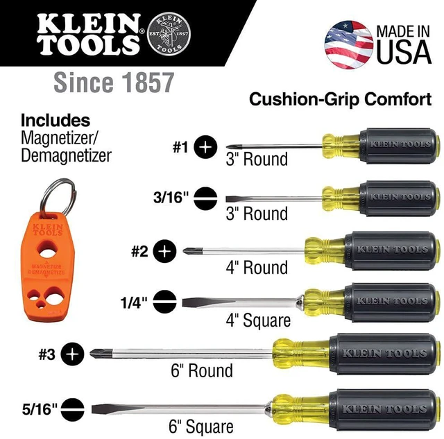 Alt view image 2 of 7 - 85146 Screwdriver Set with Magnetizer / Demagnetizer for Magnetic Tips 3 Slotted, 3 Phillips, Home Improvement, 7-Piece