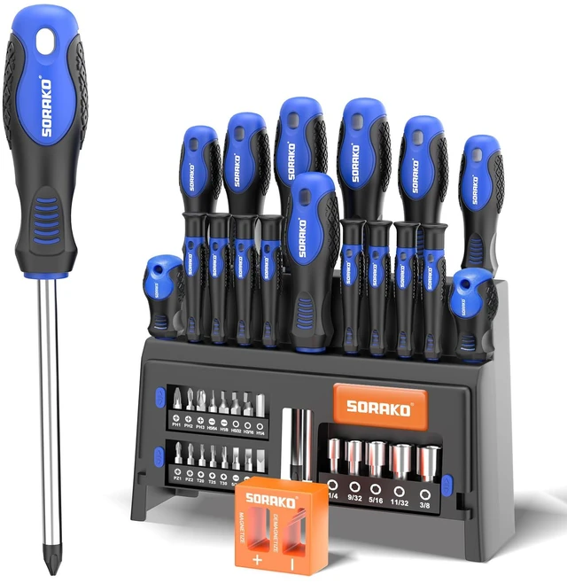 Main image of 40-Piece Screwdriver Set, Multi-Purpose Magnetic Screwdriver Set with Case, Magnetic Screwdriver Set with Go-Thru Steel Blades | High Torque, Plastic Racking