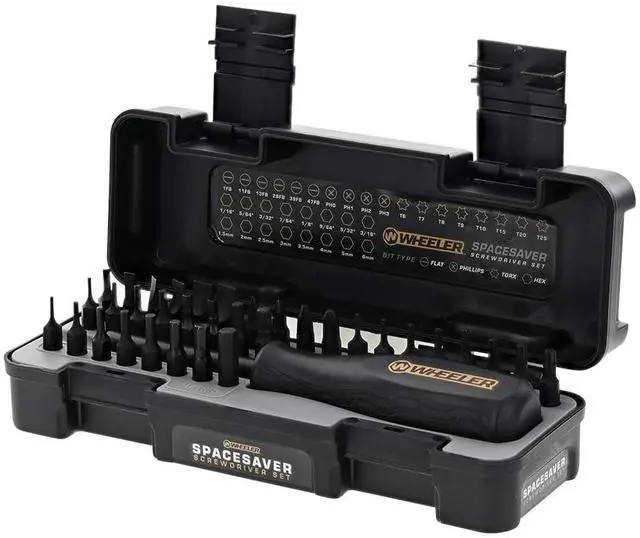 Main image of Space Saver Screwdriver Set with Magnetic Screwdriver Handle, Bit Assortment and Storage Case for Maintenance