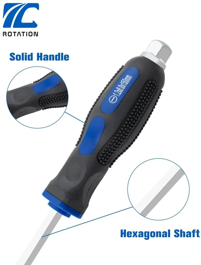 Alt view image 3 of 5 - 12pc Magnetic Screwdriver Set with Go-Thru Steel Blades 6 Phillips and 6 Flat Head Screwdrivers, Go-Thru Steel Blades, High Torque for Fastening and Loosening, Pack with Paper Box