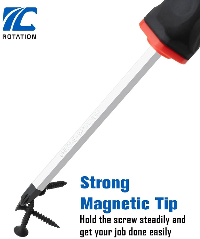 Alt view image 4 of 5 - 12pc Magnetic Screwdriver Set with Go-Thru Steel Blades 6 Phillips and 6 Flat Head Screwdrivers, Go-Thru Steel Blades, High Torque for Fastening and Loosening, Pack with Paper Box