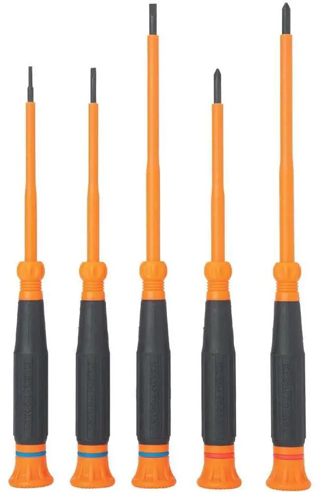 Main image of 85615INS Mini Precision Screwdriver Set, 1000V Rated Insulated Screwdrivers with (2) Phillips and (3) Slotted Tips, 5-Piece