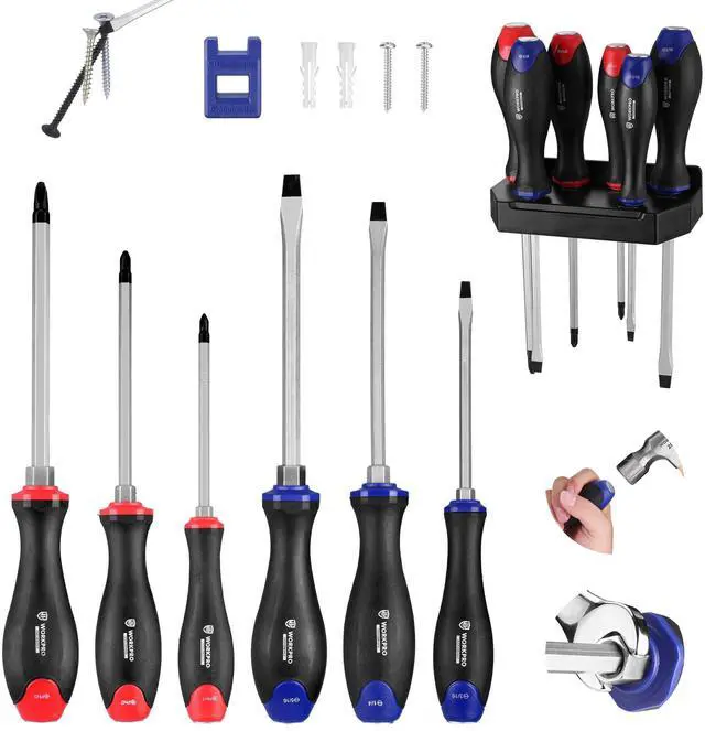 Main image of 12PCS Screwdriver Set, Go-Thru Screwdriver with Wall Mount Rack