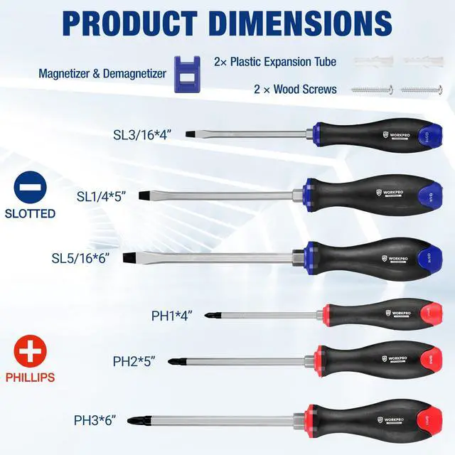 Alt view image 4 of 7 - 12PCS Screwdriver Set, Go-Thru Screwdriver with Wall Mount Rack