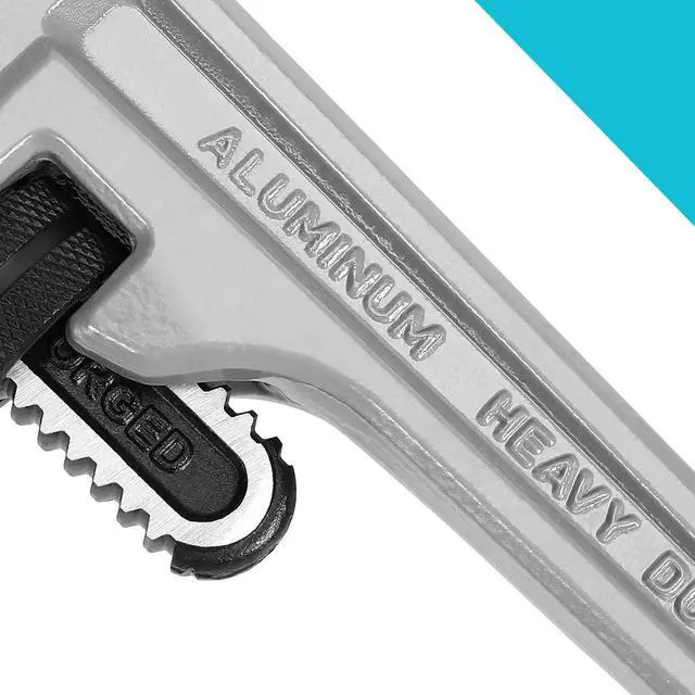 Alt view image 4 of 7 - 10-inch Aluminum Straight Pipe Wrench, Adjustable Plumbing Wrench | Heavy Duty,Drop Forged, Exceed GGG standard
