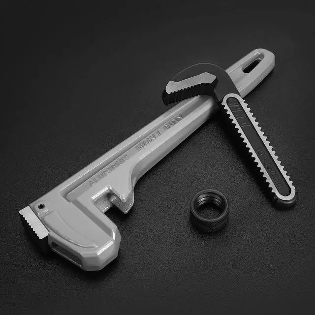 Alt view image 7 of 7 - 10-inch Aluminum Straight Pipe Wrench, Adjustable Plumbing Wrench | Heavy Duty,Drop Forged, Exceed GGG standard
