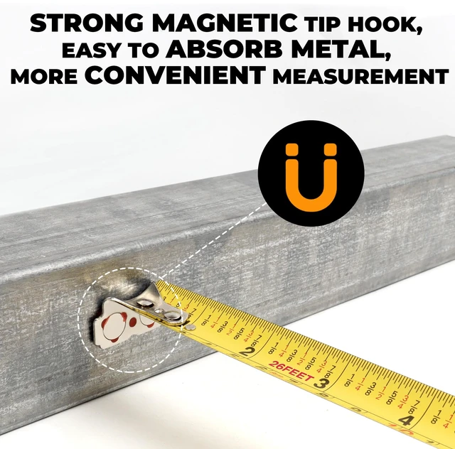 Alt view image 2 of 7 - 2 Pack Metric Tape Measure, Easy Read Measuring Tape Retractable with Fractions 1/8, Both-Side Metal Blade, Magnetic Hook & Shockproof Case for Construction, Carpenter, Architect, Woodworking