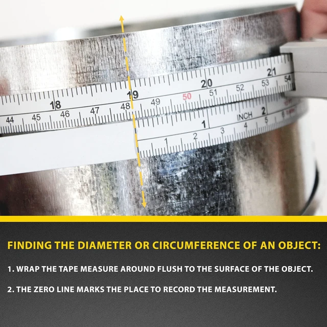Alt view image 3 of 7 - Perfect Pi Diameter Circumference Tape Measure - Imperial and Metric Tape Measure 1/2-inch By 12ft / 3.5m - Use for Measuring Cylindrical Objects - (Pipe Tape, Tree Tape) Model DCT120