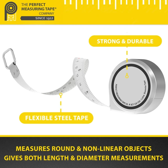 Alt view image 4 of 7 - Perfect Pi Diameter Circumference Tape Measure - Imperial and Metric Tape Measure 1/2-inch By 12ft / 3.5m - Use for Measuring Cylindrical Objects - (Pipe Tape, Tree Tape) Model DCT120