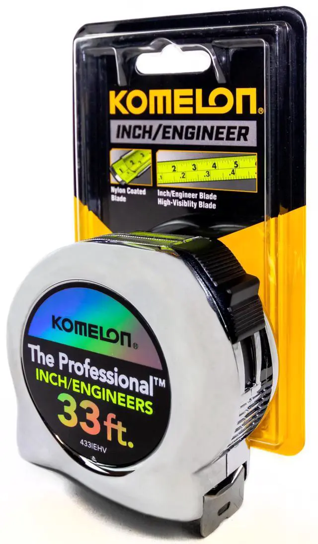 Alt view image 2 of 5 - 433IEHV High-Visibility Professional Tape Measure both Inch and Engineer Scale Printed 33-feet by 1-Inch, Chrome