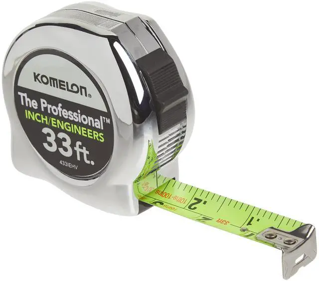 Main image of 433IEHV High-Visibility Professional Tape Measure both Inch and Engineer Scale Printed 33-feet by 1-Inch, Chrome