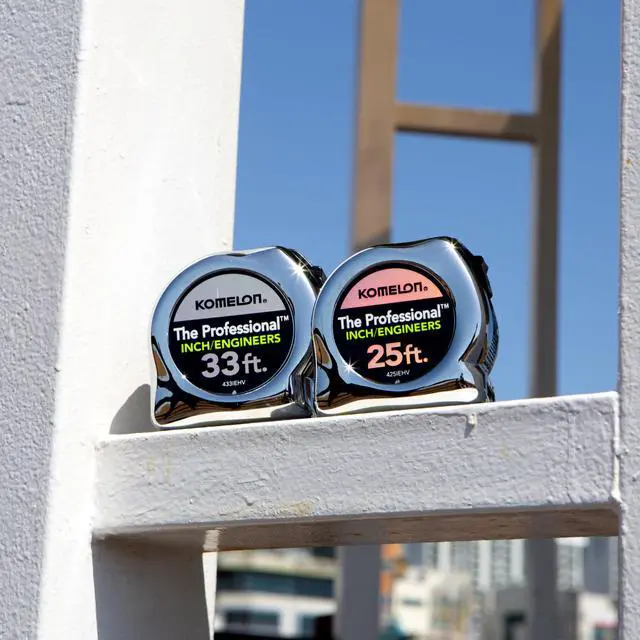 Alt view image 4 of 5 - 433IEHV High-Visibility Professional Tape Measure both Inch and Engineer Scale Printed 33-feet by 1-Inch, Chrome