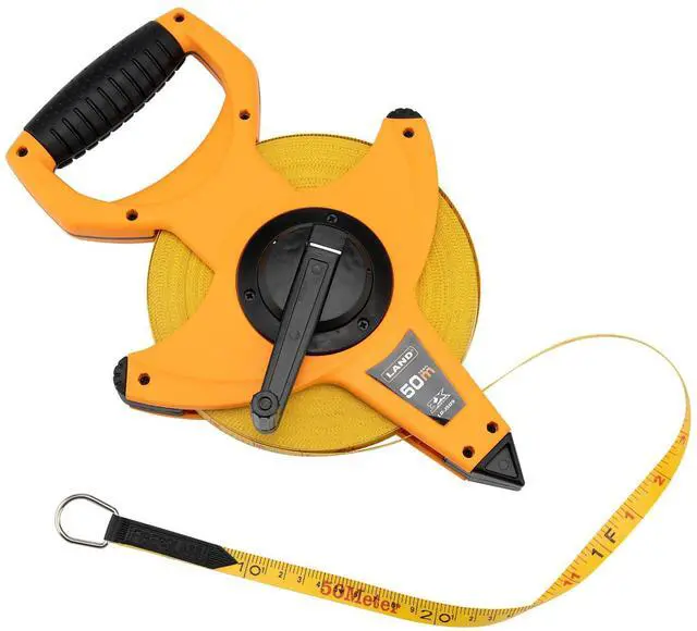 Main image of 165FT/50M Heavy Duty Fiberglass Tape Measure - 1/2-Inch Wide, Dual Inch/Metric Scale, Durable Open Reel Measuring Tape for Surveying, Engineering, Runway Construction