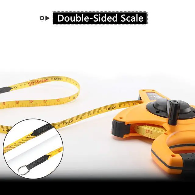 Alt view image 3 of 7 - 165FT/50M Heavy Duty Fiberglass Tape Measure - 1/2-Inch Wide, Dual Inch/Metric Scale, Durable Open Reel Measuring Tape for Surveying, Engineering, Runway Construction