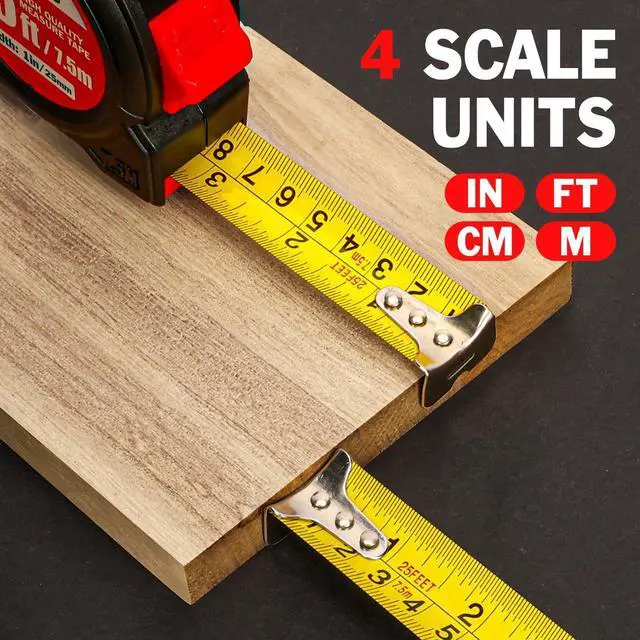 Alt view image 3 of 7 - Tape Measure 25 ft, 5 Pack Bulk Easy Read Measurement Tape, Self-Locking Measuring Tape Retractable 1-Inch Wide x 25 ft