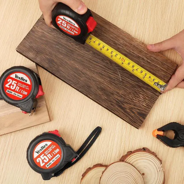 Alt view image 6 of 7 - Tape Measure 25 ft, 5 Pack Bulk Easy Read Measurement Tape, Self-Locking Measuring Tape Retractable 1-Inch Wide x 25 ft