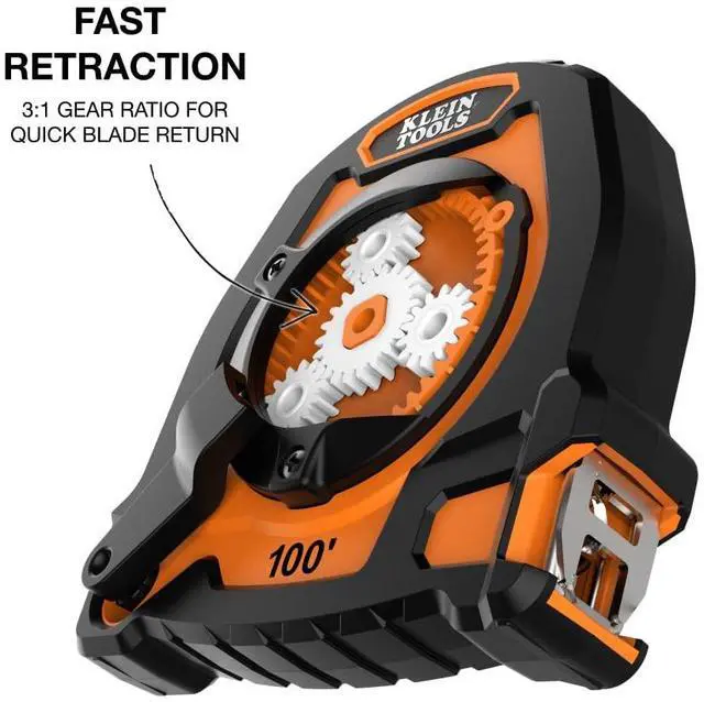Alt view image 3 of 7 - 94100CR Closed Reel Long Tape Measure, 100-Foot Nylon Coated Blade, with Belt Clip and Lanyard Hole