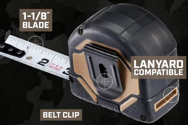 Alt view image 7 of 7 - Tools 25-Foot Tape Measure, 1" Double-Sided Blade, Military-Grade Composite Case, 3% Donated to Veterans