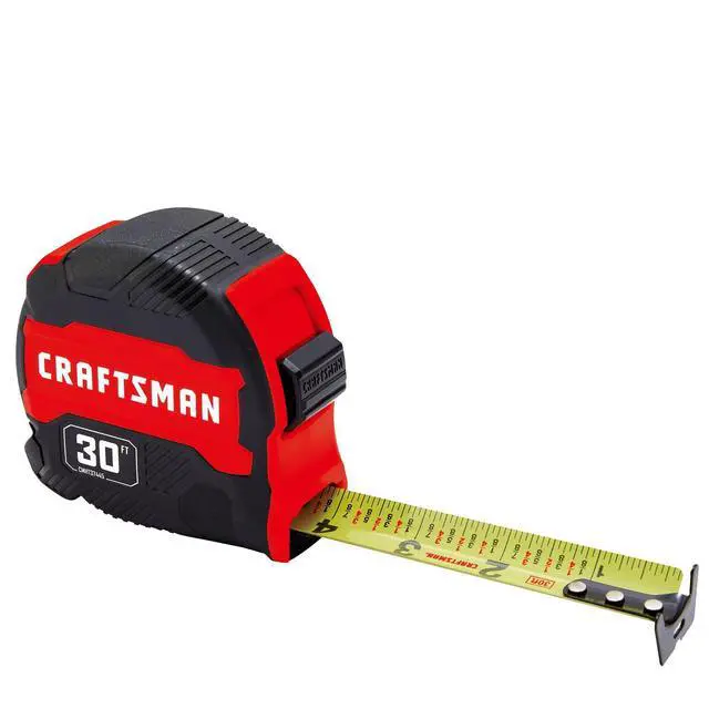 Alt view image 2 of 7 - 30-ft Tape Measure with Fraction Markings, Retractable (CMHT37445S)