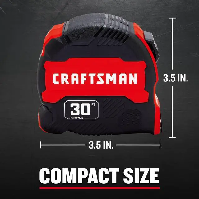 Alt view image 3 of 7 - 30-ft Tape Measure with Fraction Markings, Retractable (CMHT37445S)