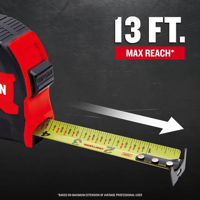 Alt view image 6 of 7 - 30-ft Tape Measure with Fraction Markings, Retractable (CMHT37445S)