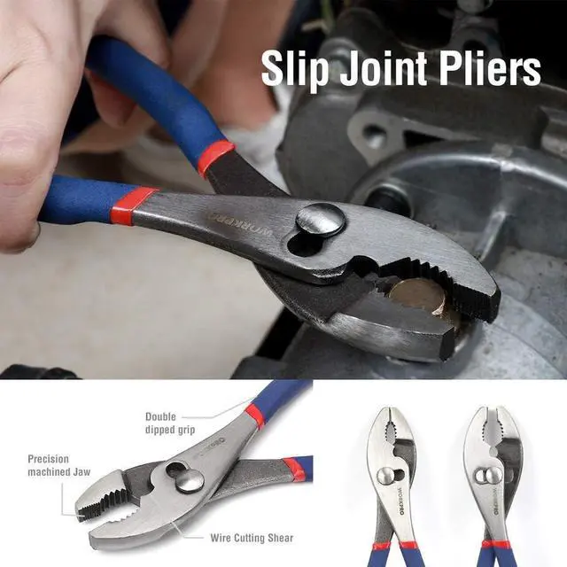 Alt view image 4 of 7 - Large Pliers & Wrench Set 6-Piece (10" Water Pump, 10" Slip Joint, 8" Long Nose, 8" Linesman, 6" Diagonal, 8" Adjustable Wrench) for DIY & Home Use, W001329A