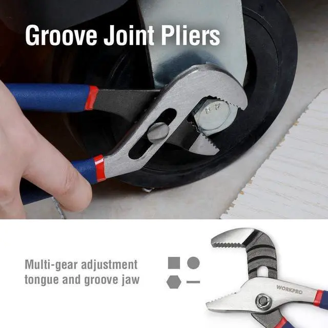 Alt view image 5 of 7 - Large Pliers & Wrench Set 6-Piece (10" Water Pump, 10" Slip Joint, 8" Long Nose, 8" Linesman, 6" Diagonal, 8" Adjustable Wrench) for DIY & Home Use, W001329A