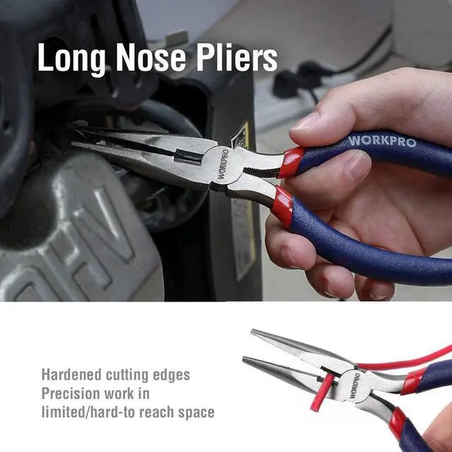 Alt view image 6 of 7 - Large Pliers & Wrench Set 6-Piece (10" Water Pump, 10" Slip Joint, 8" Long Nose, 8" Linesman, 6" Diagonal, 8" Adjustable Wrench) for DIY & Home Use, W001329A