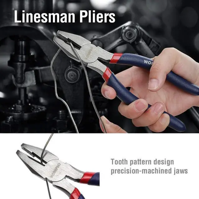 Alt view image 7 of 7 - Large Pliers & Wrench Set 6-Piece (10" Water Pump, 10" Slip Joint, 8" Long Nose, 8" Linesman, 6" Diagonal, 8" Adjustable Wrench) for DIY & Home Use, W001329A