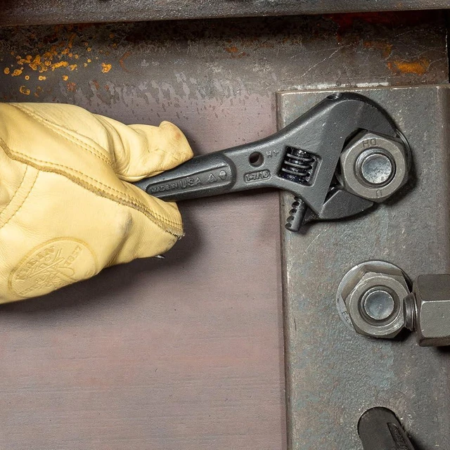 Alt view image 6 of 7 - 3227 Extra Wide Adjustable Wrench, Made in USA, Construction Spud Wrench for Up to 1-7/16-Inch Nuts and Bolts, 10-Inch, with Tether Hole