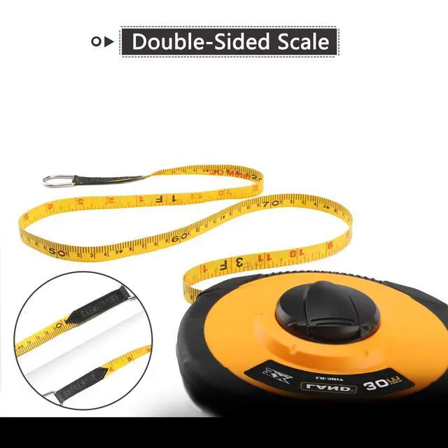 Alt view image 3 of 7 - 100FT/30M Fiberglass Tape Measure - Dual-Inch/Metric Scale, Lightweight & Durable, Portable Long Measuring Tape for Construction, Surveying, Landscaping