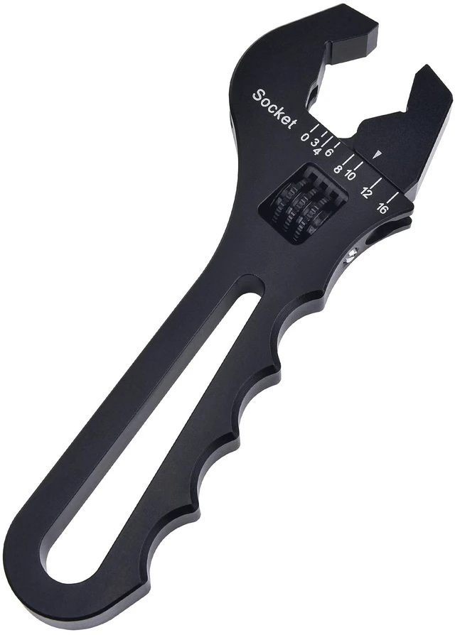 Main image of Adjustable AN Fitting Wrench 3AN-16AN, 6061-T6 Aluminum, Black For Fuel and Oil Line Hose Fittings and Adapters, Lightweight Design, Non-Slip Handle, Compact 7.2-Inch Length