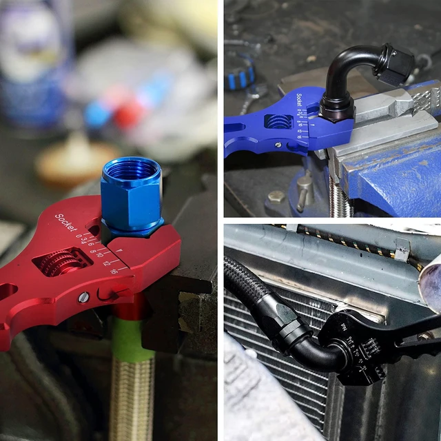 Alt view image 6 of 6 - Adjustable AN Fitting Wrench 3AN-16AN, 6061-T6 Aluminum, Black For Fuel and Oil Line Hose Fittings and Adapters, Lightweight Design, Non-Slip Handle, Compact 7.2-Inch Length